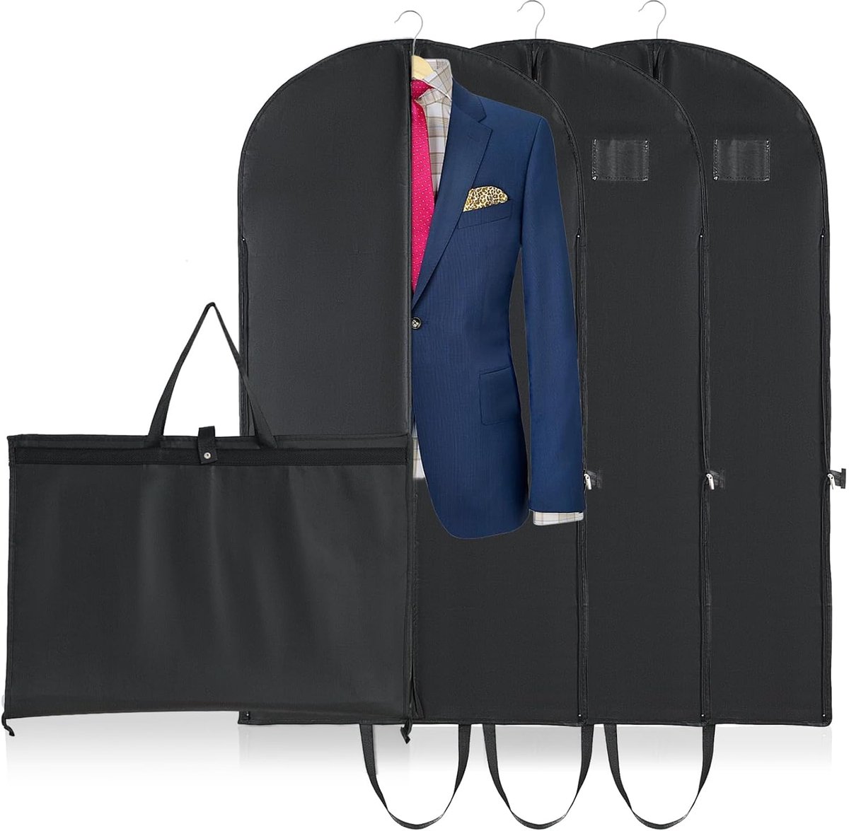 SnelShoppen - Niviy Kledingzakken - 60 x 120 cm, Ademend, Ruimtebesparend, 3 Stuks, Kledingopslag, Organiseren, Bescherming tegen Stof, Voor Thuis en