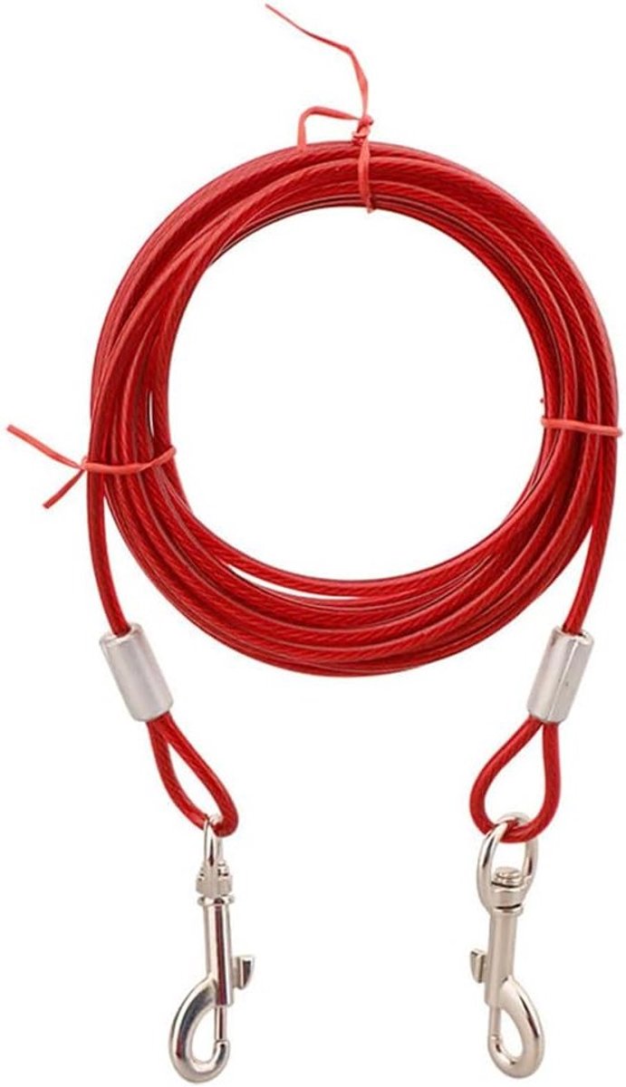 Dubbele Hondenriem voor Buitenactiviteiten - 3 Meter Lange Hondenlijn voor Tuin en Kamperen (Rood)