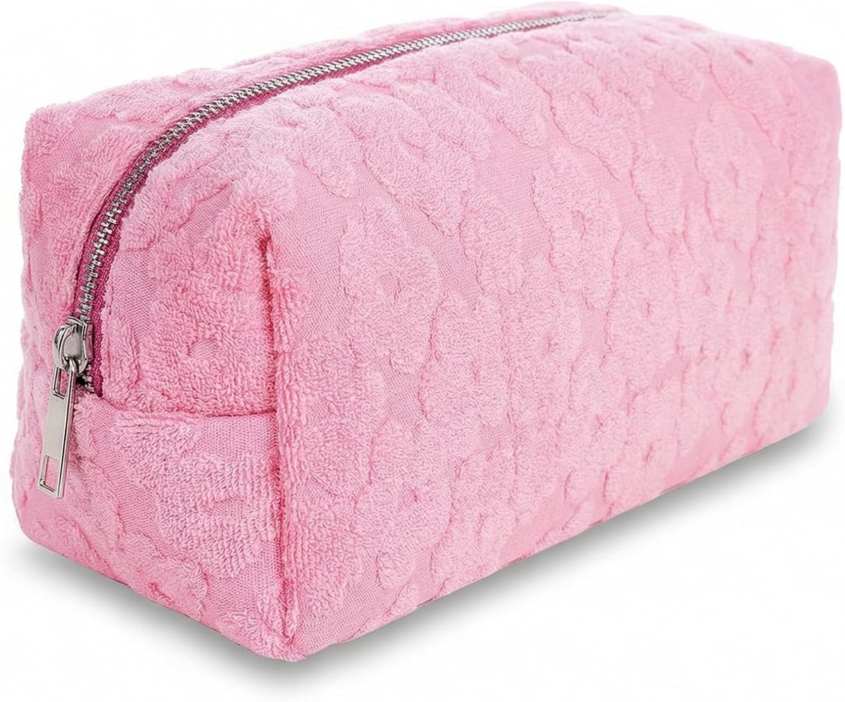 SnelShoppen - Grote Tropische Cosmetische Tas voor Dames, Zachte Make-uptas, Reisorganizer, Minimalistisch, Roze, Handbagage, Ideaal voor Vakantie en