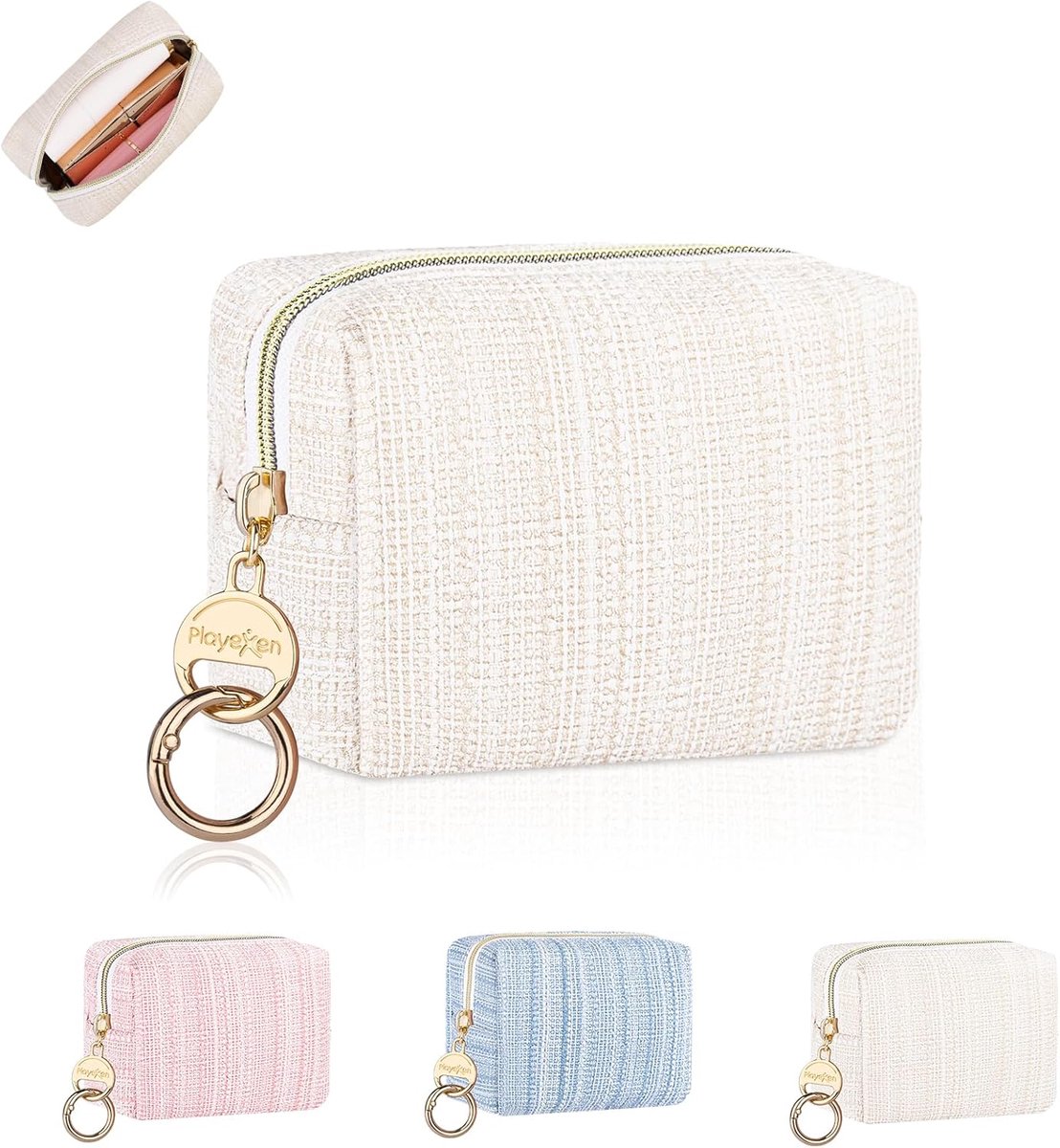SnelShoppen - Mini Cosmetic Bag - Kleine Make-up Tas PU Leer Glitter - Draagbare Reistas voor Cosmetica - Multifunctionele Toilettas voor Vrouwen - Pe