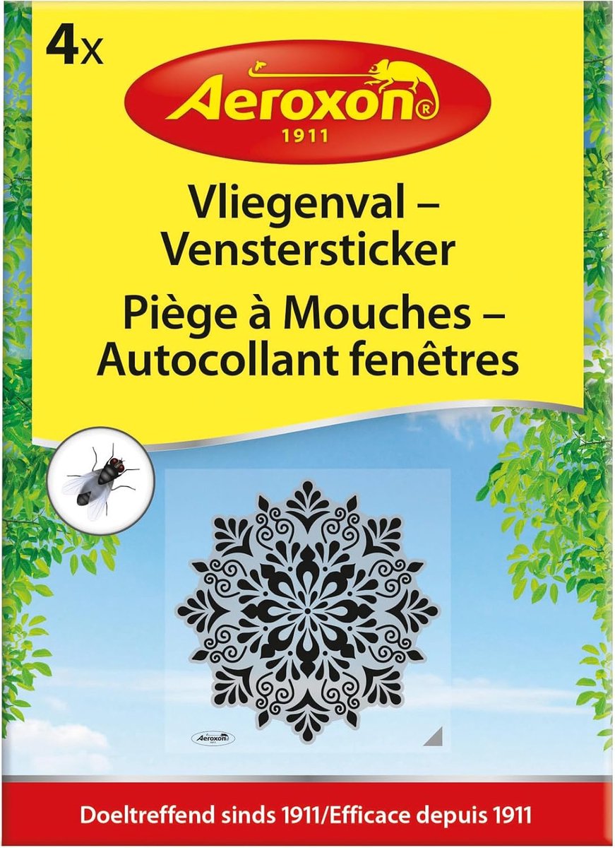SnelShoppen - Fly Trap Raamstickers Set van 4 - Effectieve Vliegenbestrijding - Makkelijk te Gebruiken - Ideaal voor Tuin, Keuken, Camping en Feesten