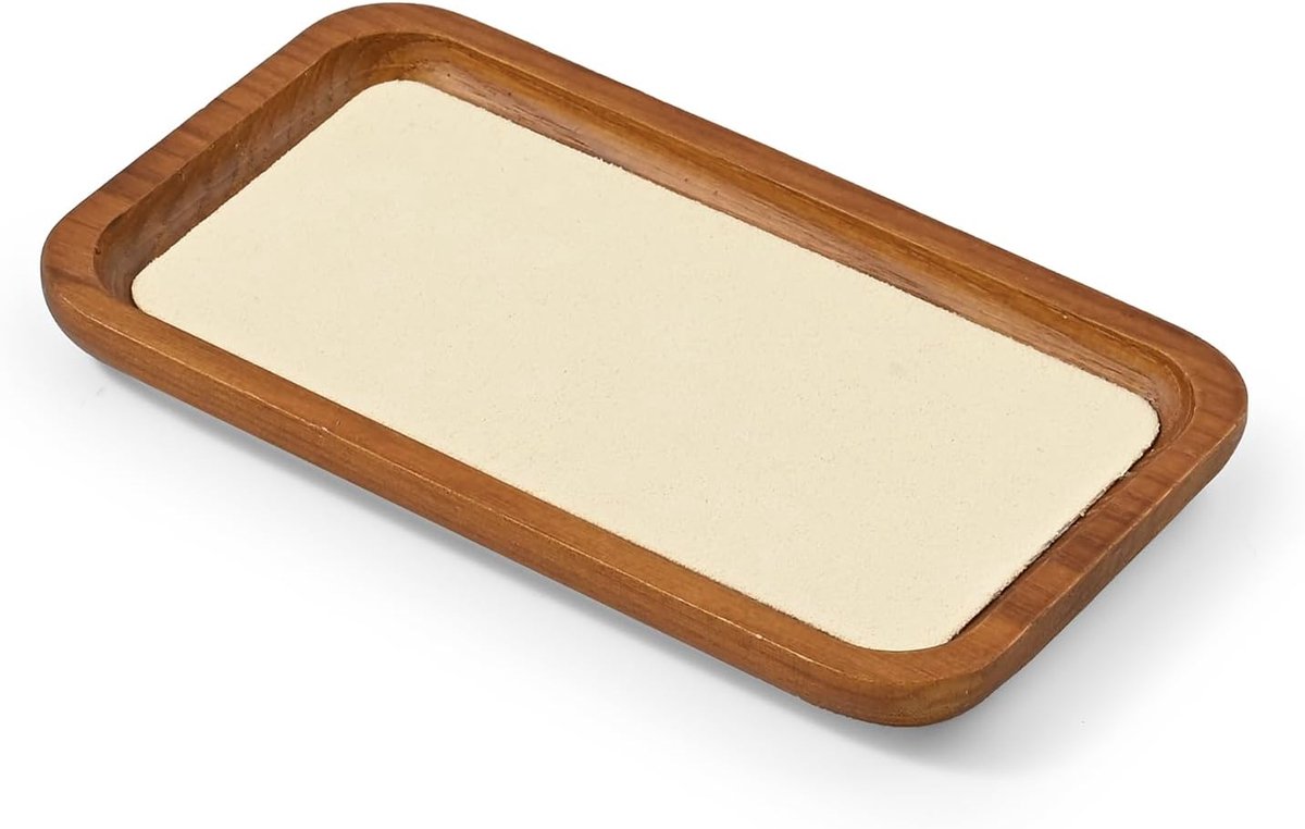 SnelShoppen - Solid Wood Jewellery Box - Kleine Sieradenhouder voor Ringen, Oorbellen, Armbanden, Kettingen - Organiser Rectangular, Crème Wit, Duurza