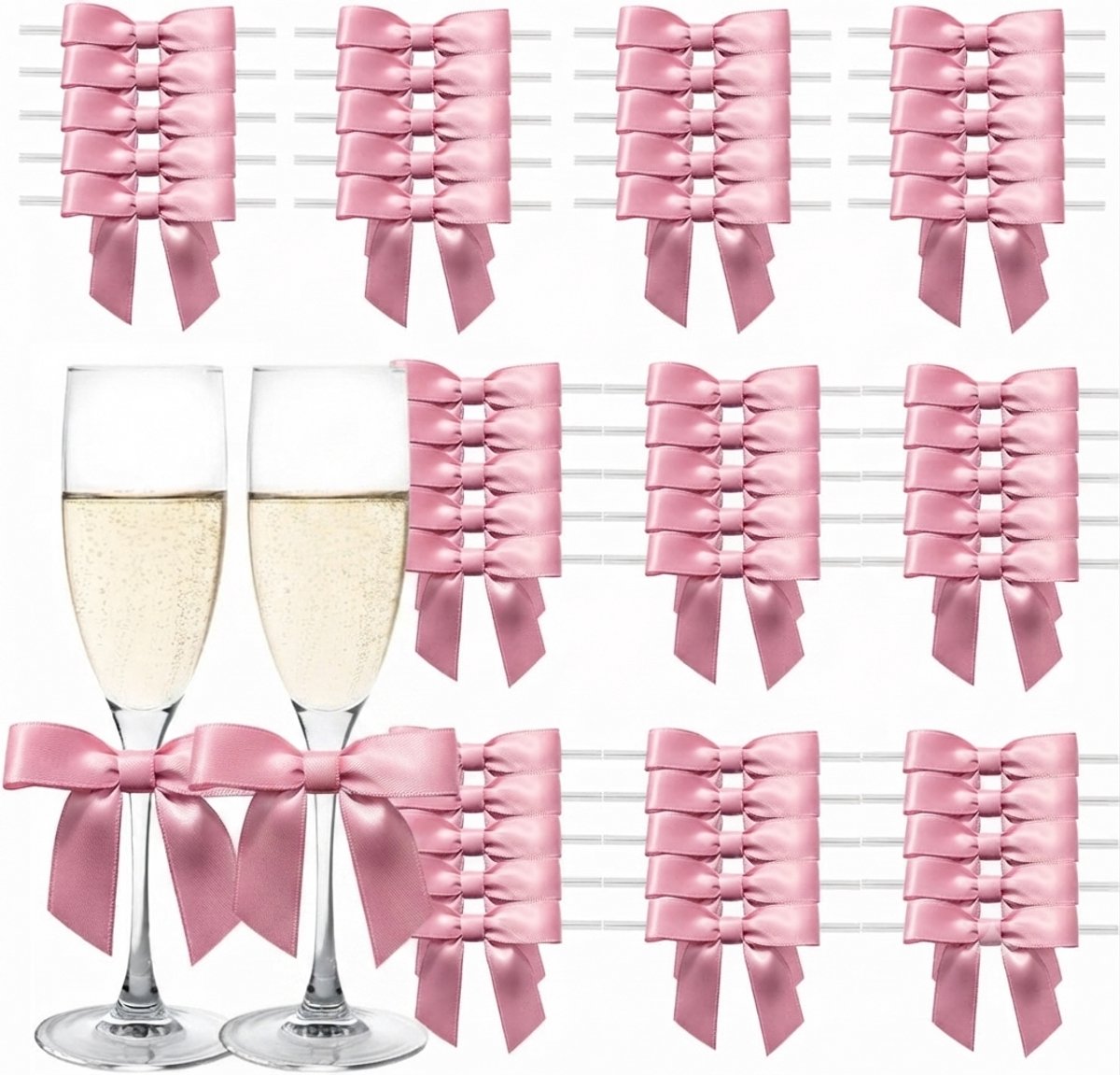 Livatto 50 Stuks Geschenkstrikken Cadeaustrikken Kleine Strikken Oudroze - Voor Geschenkverpakkingen en Kerstdecoratie