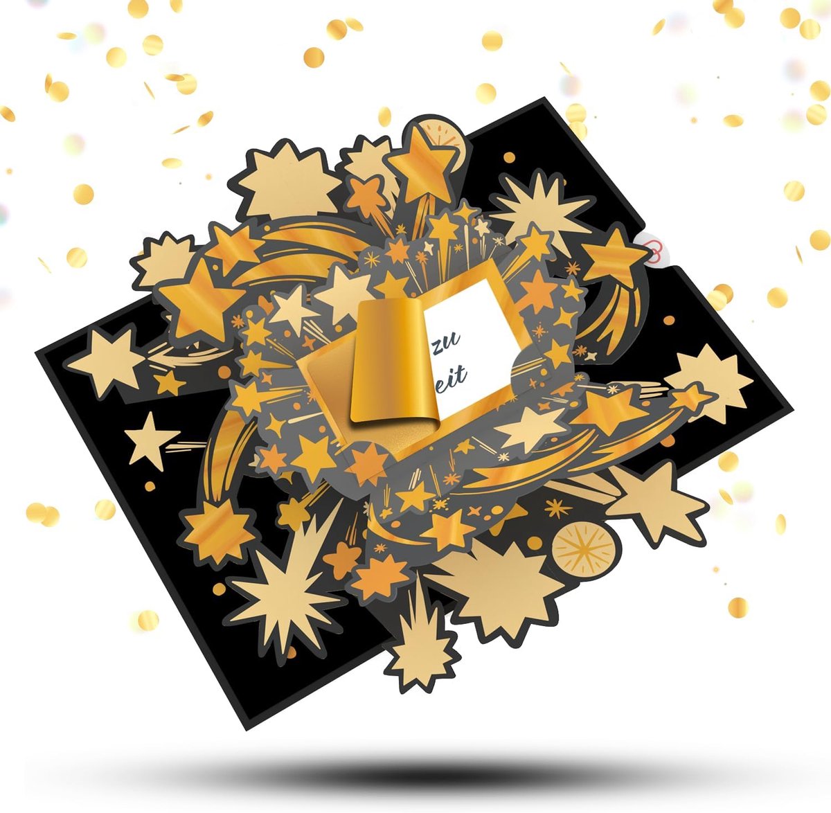 SnelShoppen - Pop Up Gift Card Gold Ticket - 3D Cadeaukaart voor Kerst, Verjaardag, Bruiloft - Persoonlijke Wish Coupon, Geld Cadeau, Inclusief Envelo