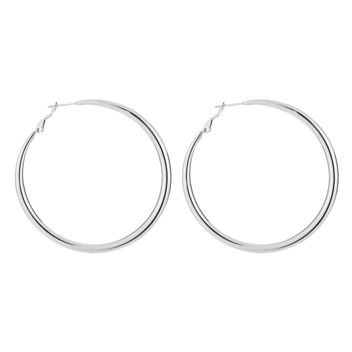 Stainless Steel Klassieke XL Basic Hoops (60mm) – Grote & Elegante Oorringen – RVS - Zilver