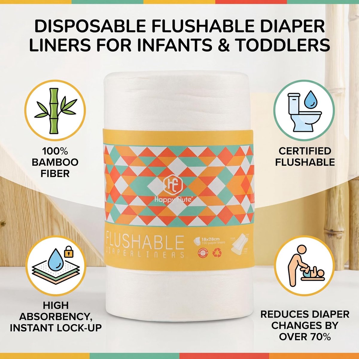 SnelShoppen - Bamboo Nappy Pads 100 Stuks/Rol, Wegwerp Luier Pads van Stof, Geurvrij, Super Zacht en Absorberend voor Baby's, Ideaal voor Luiers en Na