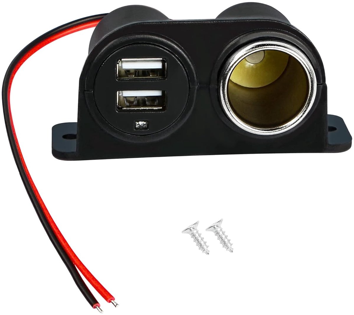 SnelShoppen - 12V USB Sigarettenaansteker Socket Splitter met Dubbele USB Poorten en LED Licht voor Auto, Truck, RV, Mobiele Telefoon, Tablet, GPS
