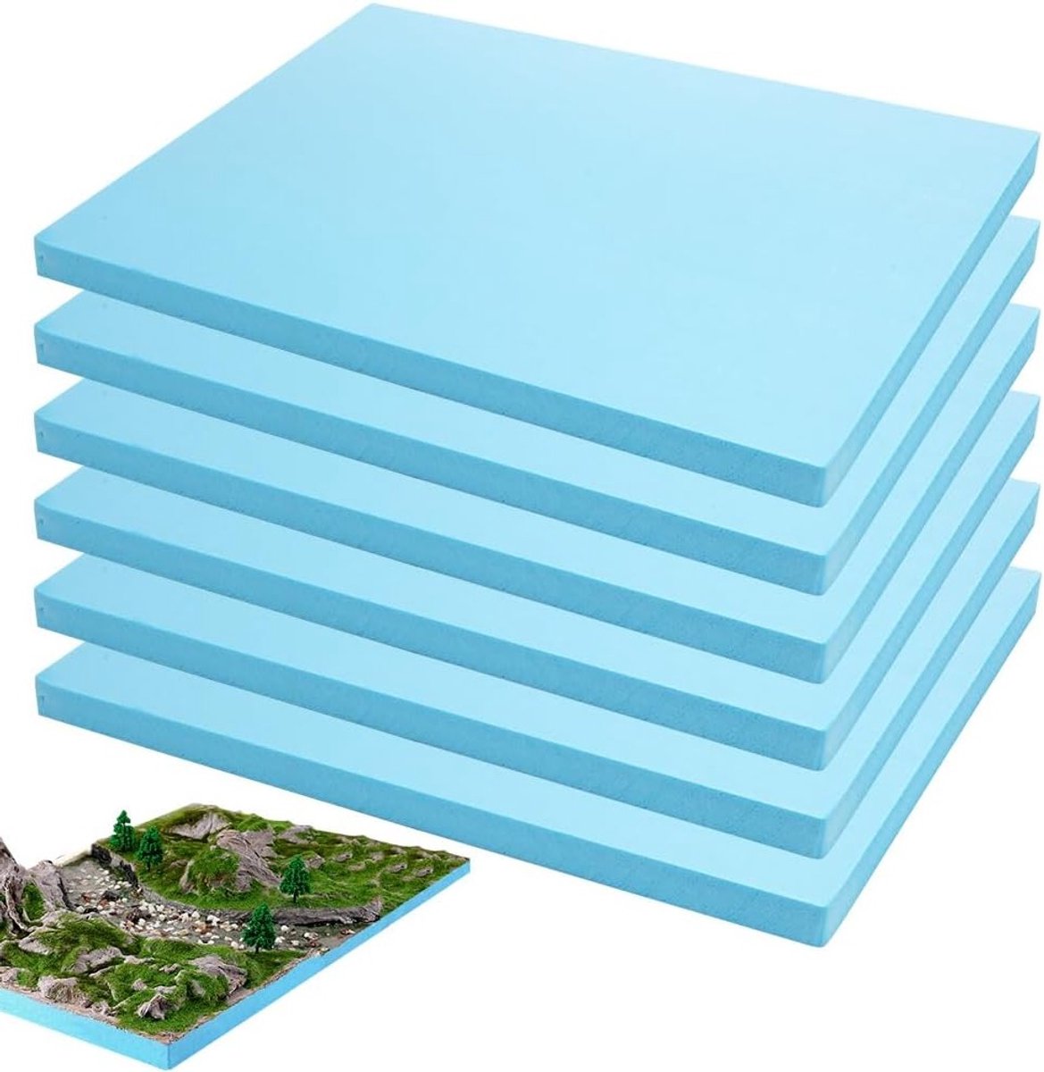 Foam platen 30 x 20 x 2 cm - hard schuim - set van 6 - ideaal voor modelbouw en knutselen - ShopVlot