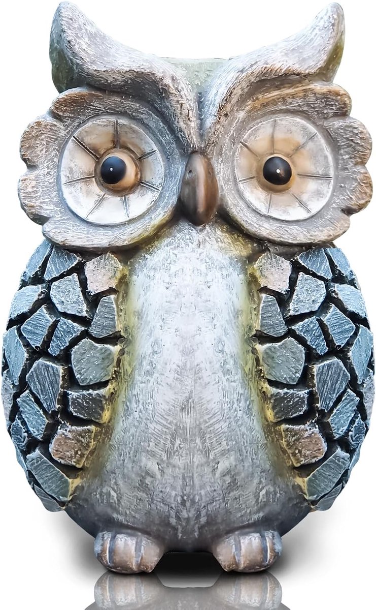 SnelShoppen - Outdoor Owls (S) Tuinbeeld, Weerbestendig, Decoratie voor Tuin en Balkon, Handgemaakt van Hoogwaardig Resin, Unieke Cadeau voor Natuurli