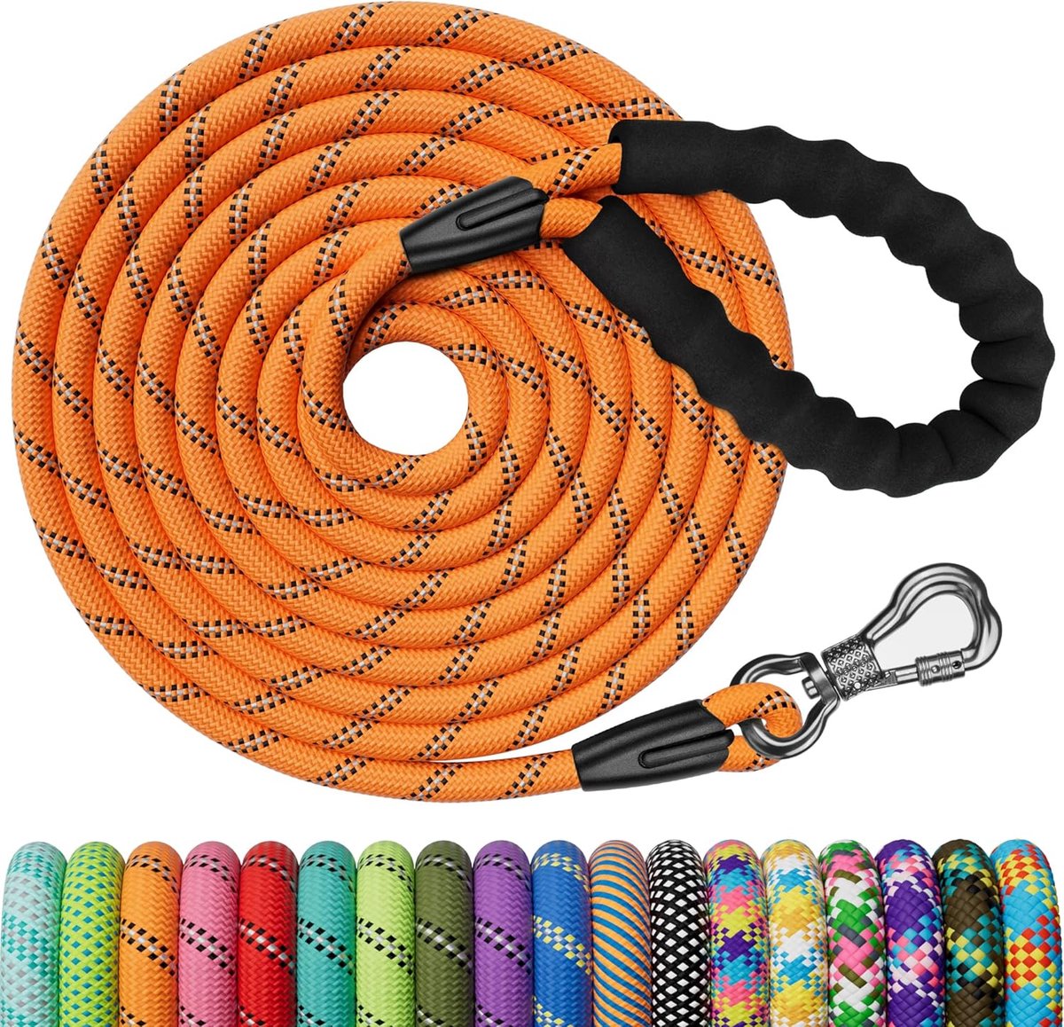 SnelShoppen - Hondenlijn 20 m Sterke Hondenriem met Comfortabele Gevoerde Handgreep, Training Slede, Puppy Looplijn voor Kleine, Middelgrote en Grote