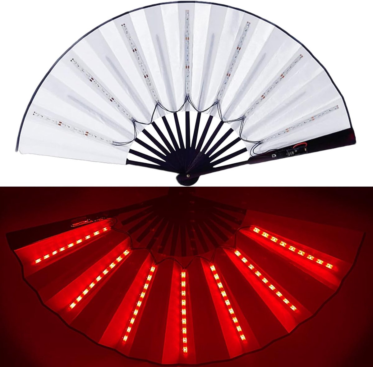 SnelShoppen - Vouwbare LED Ventilator - Draagbare Handventilator met LED Licht - Perfect voor Feest, Disco, Concerten, Festivals - Ideaal voor Mannen