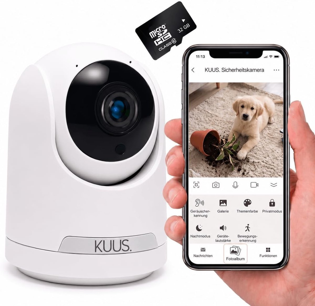SnelShoppen - 2K Indoor Beveiligingscamera met Opname, 360 Graden WiFi Bewakingscamera, Nachtzicht, Dierencamera met App voor Thuisgebruik