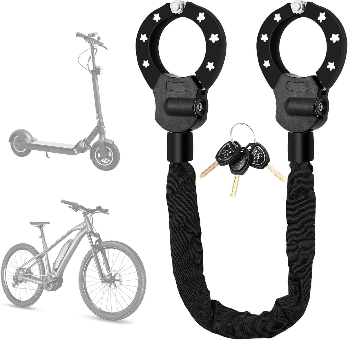 SnelShoppen - E-Scooter Lock 8mm Handcuff Lock - Fietslot met Sleutel - Hoog Beveiligingsniveau - Diefstalbestendig - 93cm voor E-Scooters, Fietsen, E