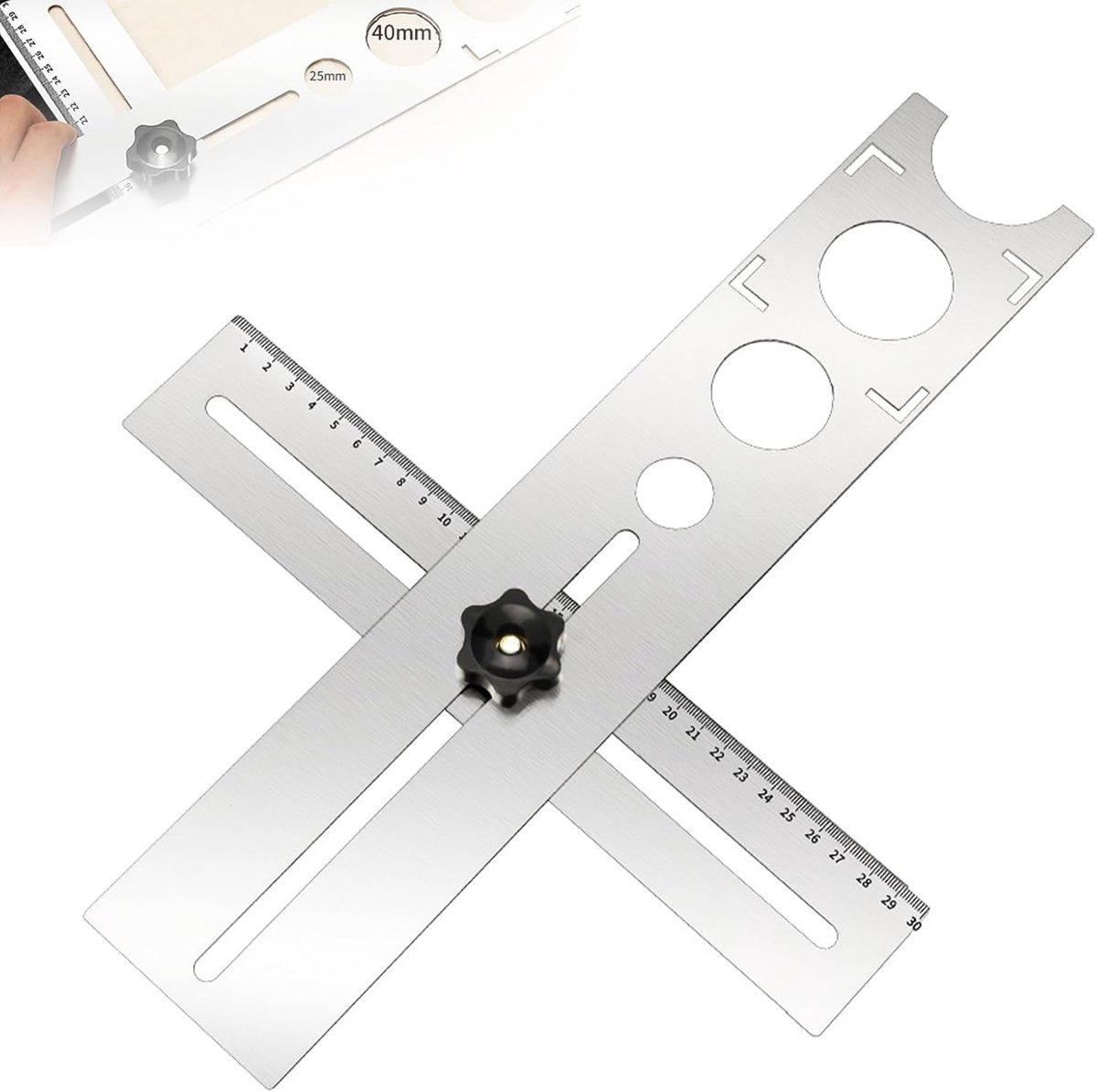 SnelShoppen - Tile Hoekmeetlat 40 cm - RVS Verstelbare Locatormeter - Houtbewerking, Tegels, Professioneel Gereedschap voor Tilers