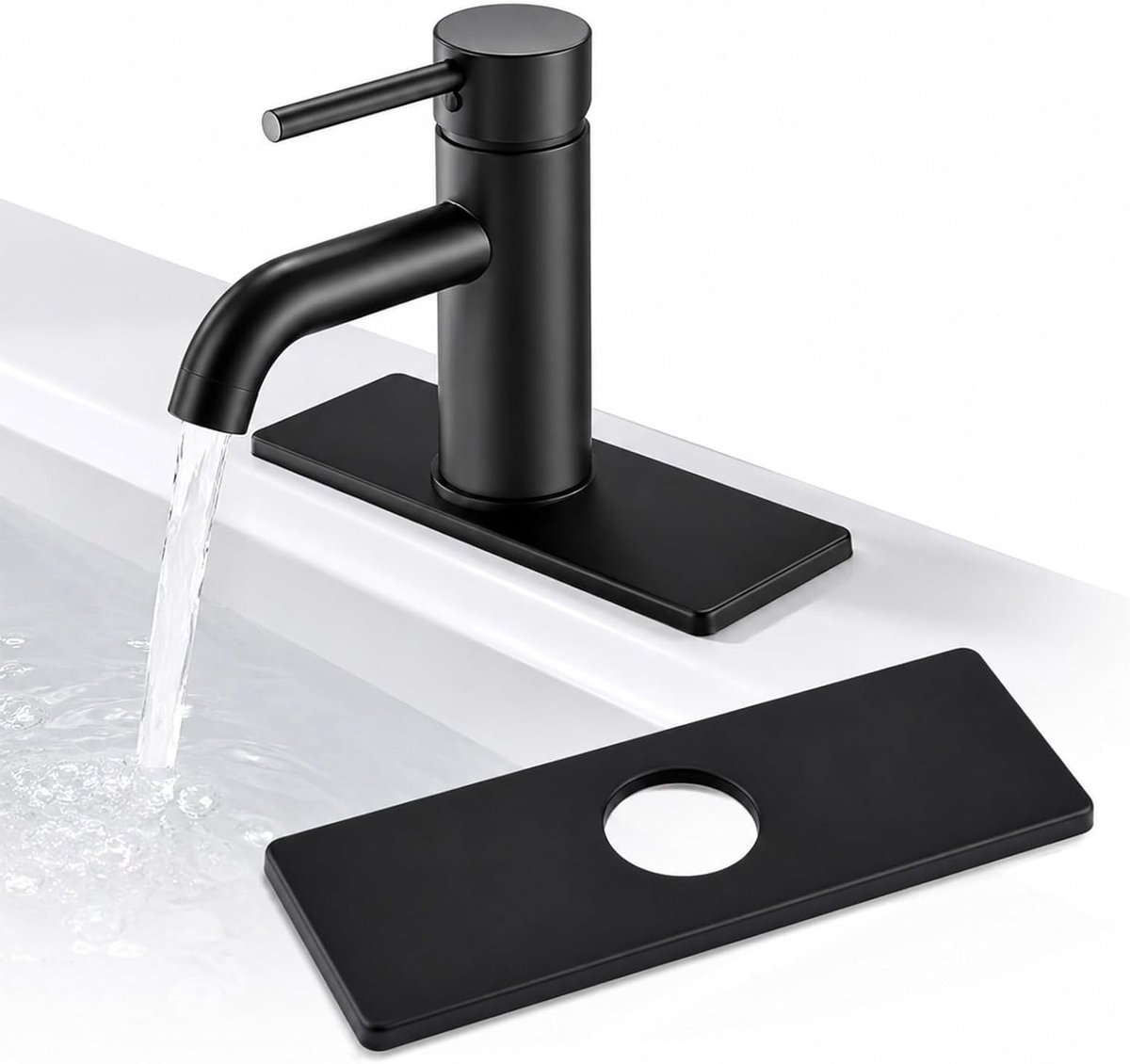 Kraanbedekking van RVS - Enkele Gaten Dekplaat voor Keuken en Badkamer, 16 x 6.5 cm, Waterdicht en Duurzaam