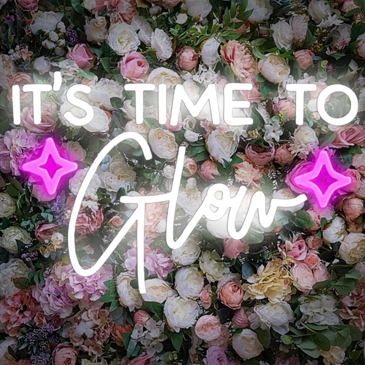 SnelShoppen - It's Time To Glow Neon Sign - LED Neon Licht voor Cowgirls, Beauty Room, Haar Salon, Feestdecoratie, Dimmable, USB Aansluiting, 42x28 cm