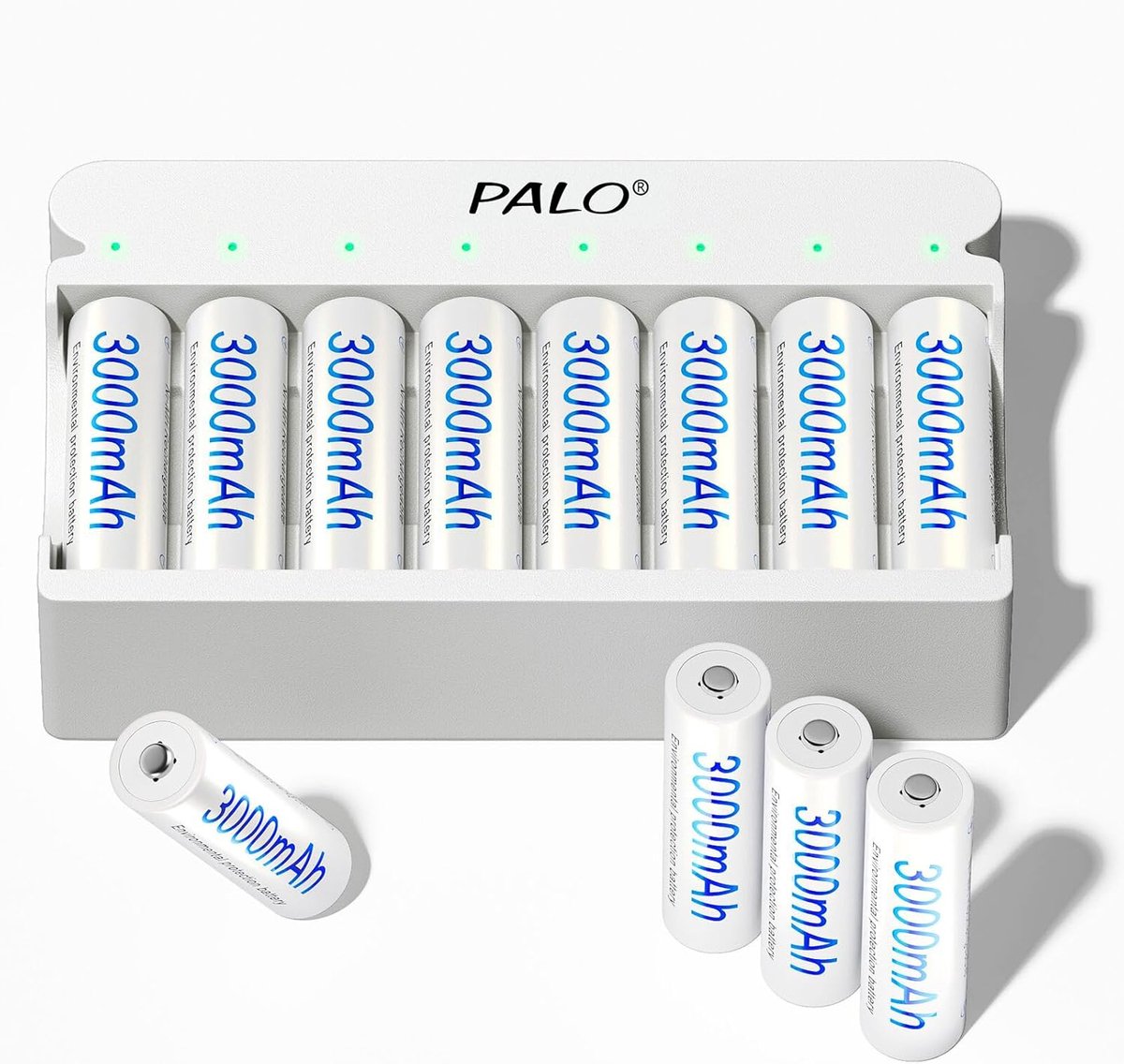 SnelShoppen - AA Oplaadbare Batterijen met Snellader, 8 Slots, 5V/2A USB Type-C, Draagbaar en Snel Opladen voor 1.2V Ni-MH Batterijen, Inclusief 8 Opl