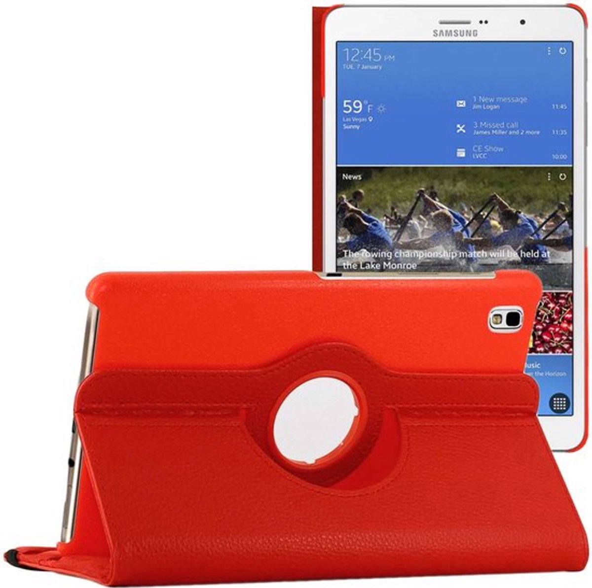 ebestStar - Hoes geschikt voor Samsung Galaxy Tab Pro 8.4 SM-T320, Roterende Etui, Case, 360° Draaibaar hoesje, Rood