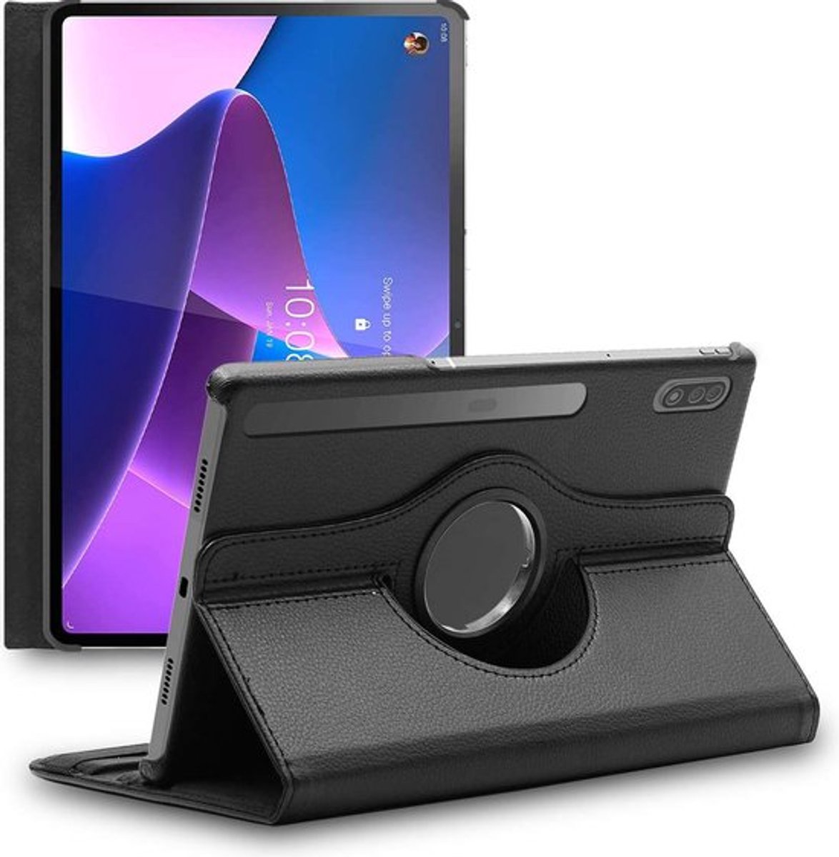 ebestStar - Hoes geschikt voor Lenovo Tab P12 Pro, Roterende Etui, Case, 360° Draaibaar hoesje, Zwart