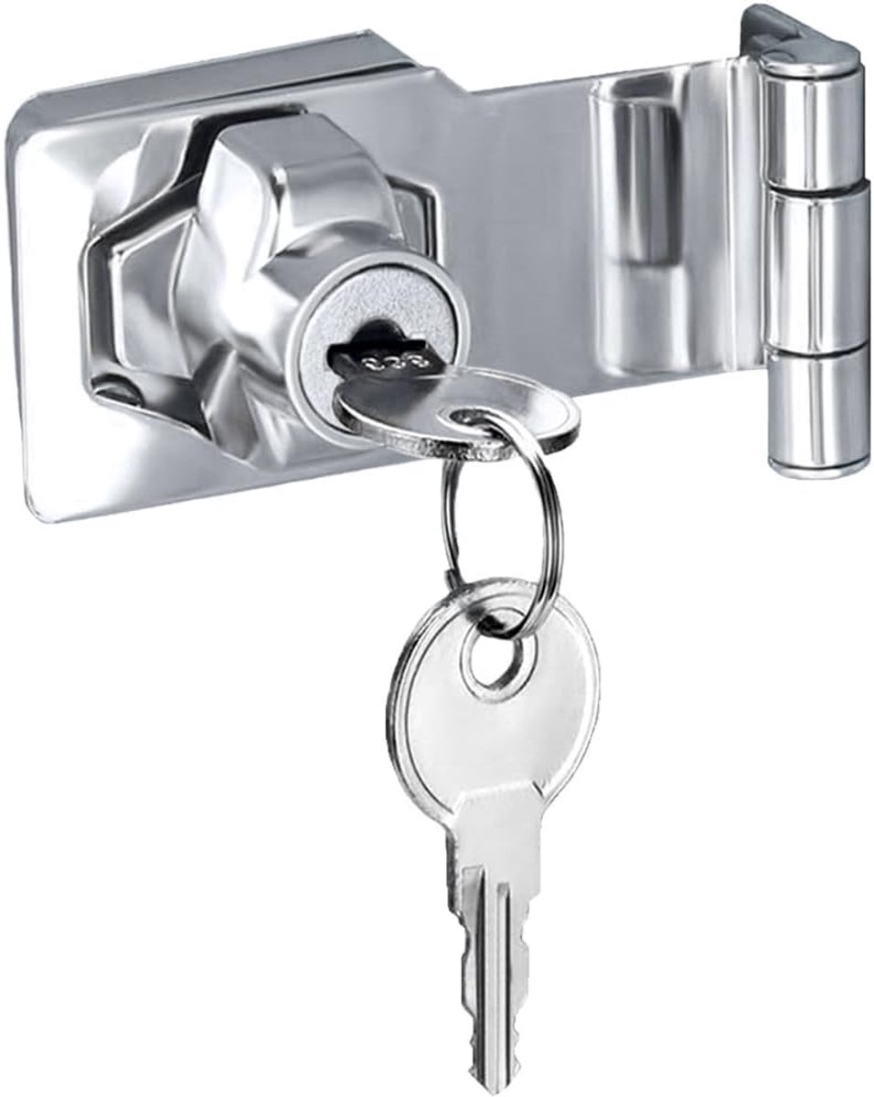 SnelShoppen - 3 Inch Rechte Hoek Latch Lock met Sleutel, 90 Graden Barn Padlock Latch voor Deuren, Laden, Kasten, Poorten, Sterk IJzer, Veiligheidsslo