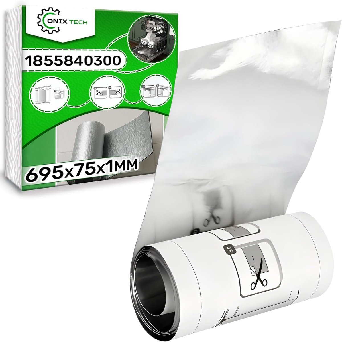 SnelShoppen - Aluminium isolatie voor vaatwasser 695mm x 75mm x 1mm - Geschikt voor Indesit en Beko - C00871857 - Duurzaam en efficiënt