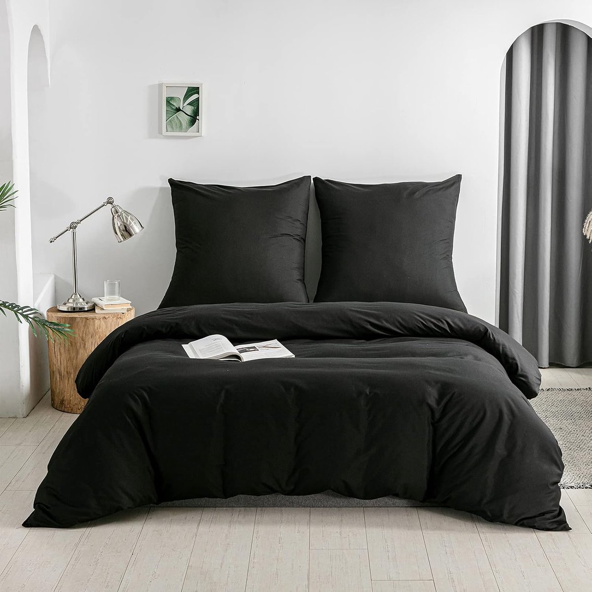 SnelShoppen - 3-delige Bedlinnen Set, 100% Polyester Microfibre, Zachte Dekbedovertrekken met Rits, 1 Effen Dekbedovertrek 200x200 cm + 2 Sloop 80x80