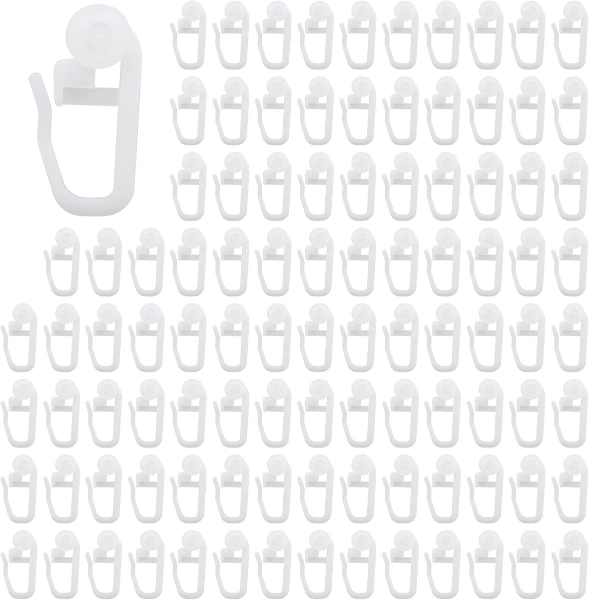 SnelShoppen - 100PCS Witte Plastic Rolgordijn Clips - Voor Gordijnrails, Douchegordijn en Raamdecoratie - 25x10mm - Ideaal voor Thuisgebruik