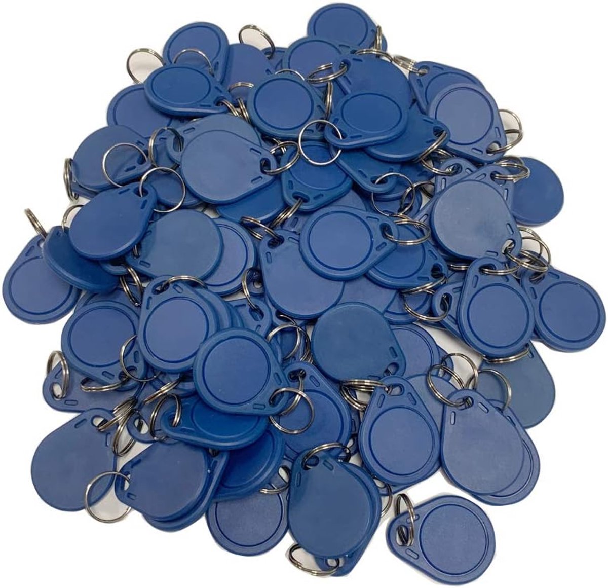 SnelShoppen - 100 Stuks Blauwe RFID Toegangscontrole Sleutelhangers 13.56MHz Proximity Keyfobs MF 1k Slimme IC Keycards voor Deurbewaking Thuis Systee
