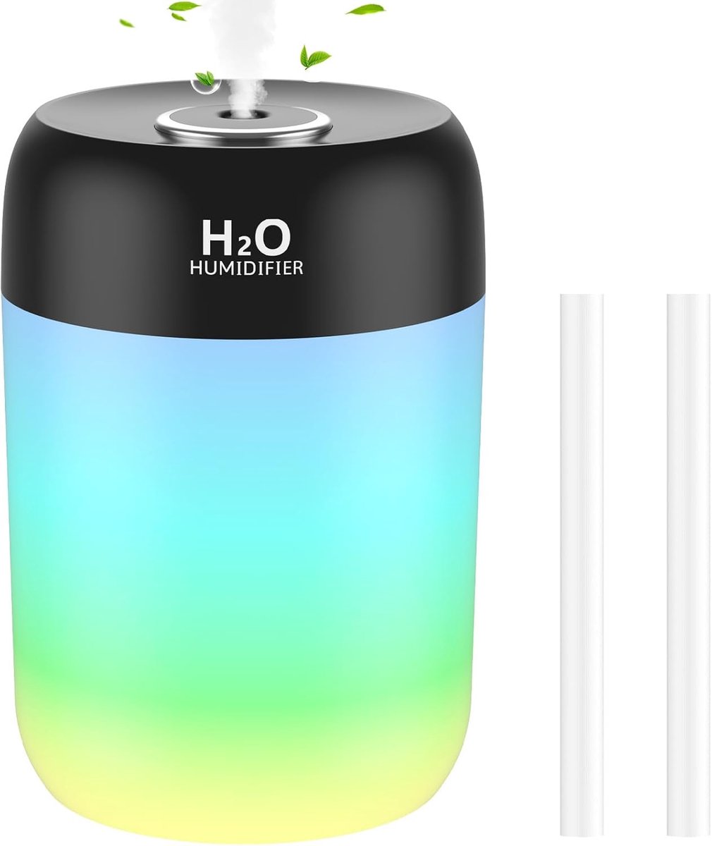SnelShoppen - SZO Kleine Binnenluchtbevochtiger met Nachtlamp voor Slaapkamer, Discrete Verlichting, Stille Top Fill en Automatische Uitschakeling voo