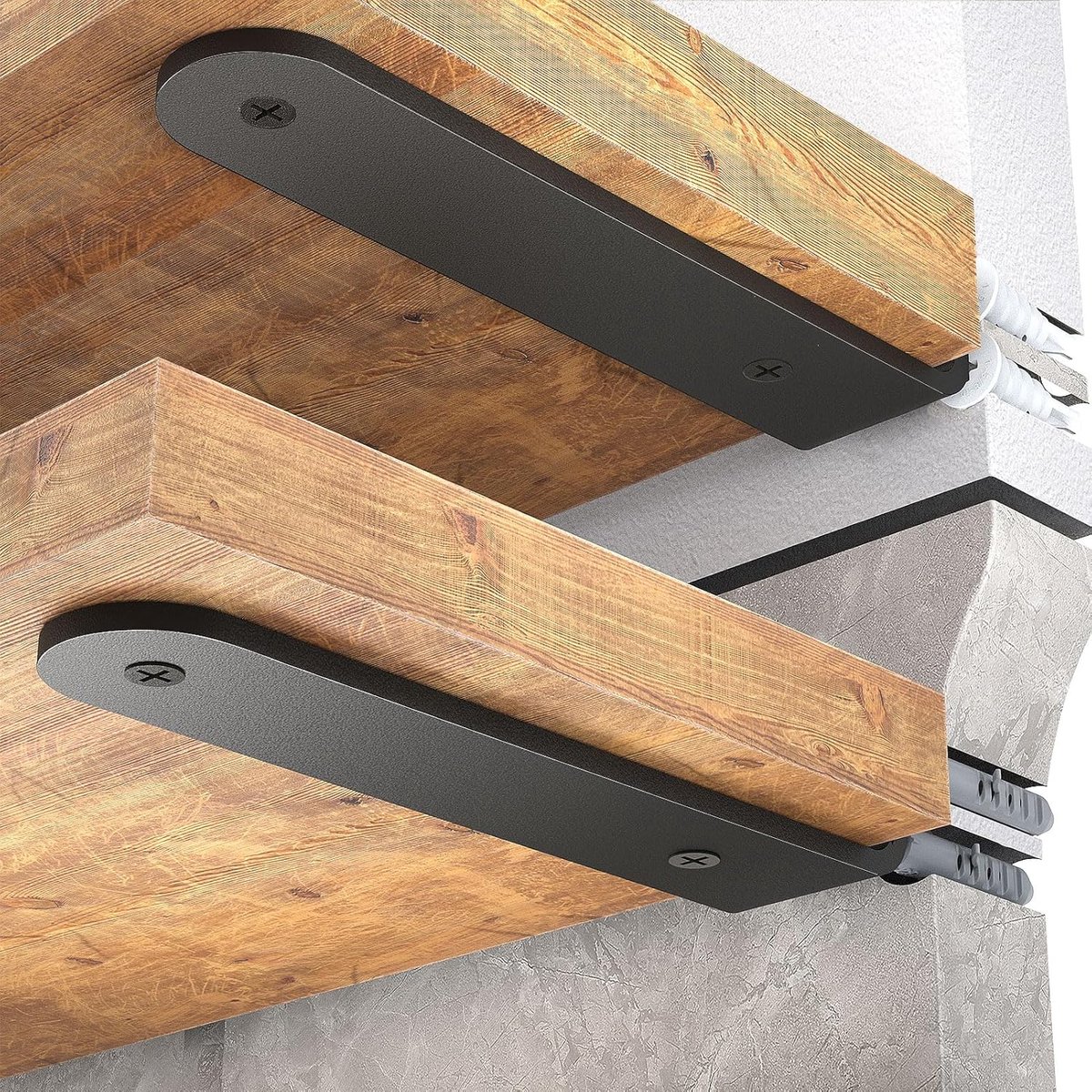 SnelShoppen - 2 Heavy Duty L Beugels voor Drijvende Planken 25cm, Stabiele Metalen Steunen voor Muurmontage, Zwart, Ideaal voor Keuken en Woonkamer