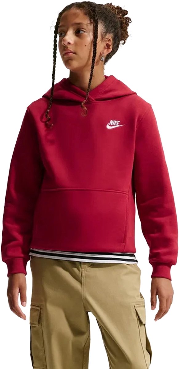 Nike k nsw club flc hdy lbr in de kleur rood.