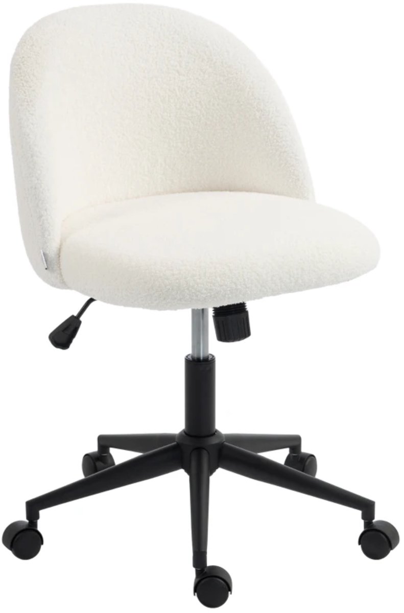 NordHaus Ergonomische Draaibare Bureaustoel van Teddyfleece – In Hoogte Verstelbaar – 360° Draaibaar – Comfortschuim – Met Wielen – Crème