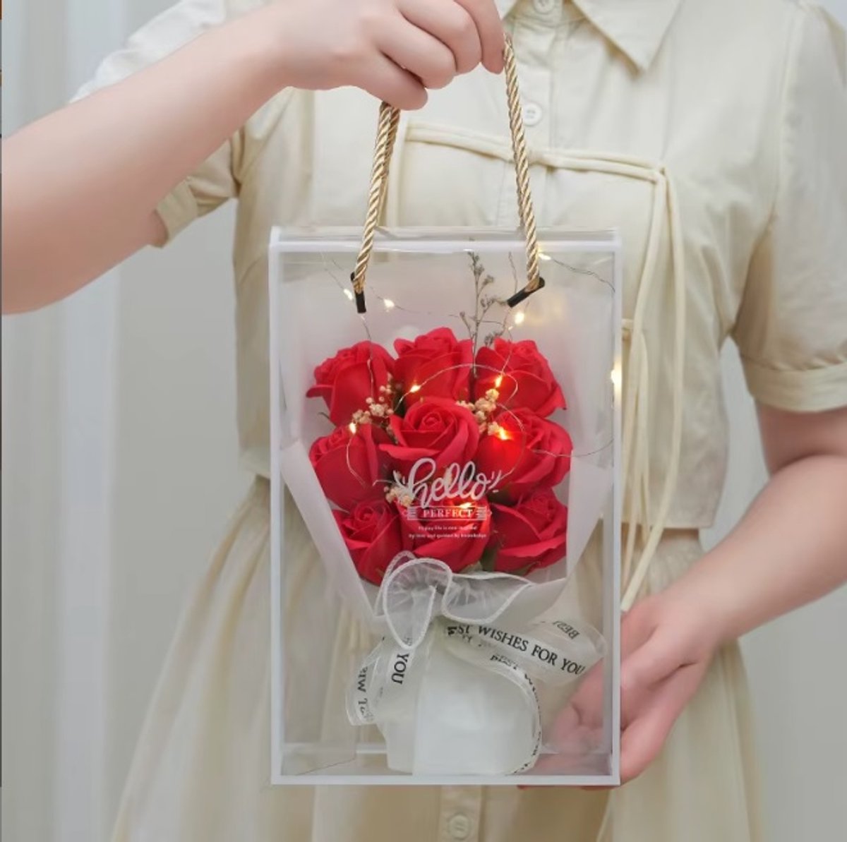 ZEEP Bloemen geschenkverpakking best wishes inclusief verlichting