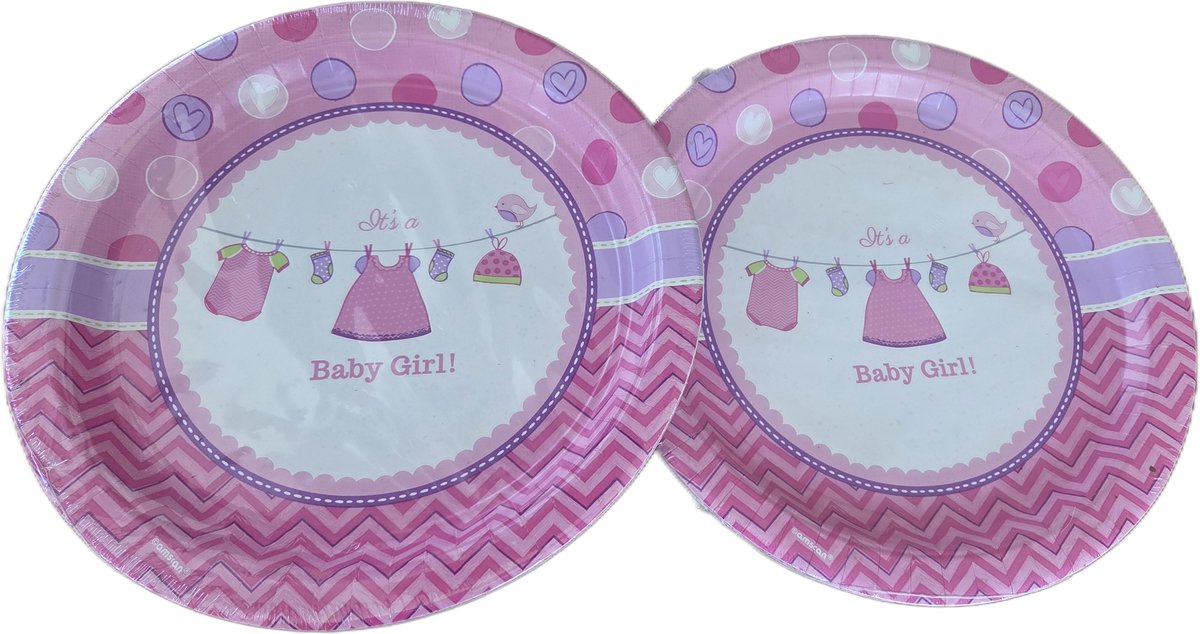 16 x Roze bordjes It is a Baby Girl, Geboorte Meisje , Kraamfeest, Tafeldecoratie.