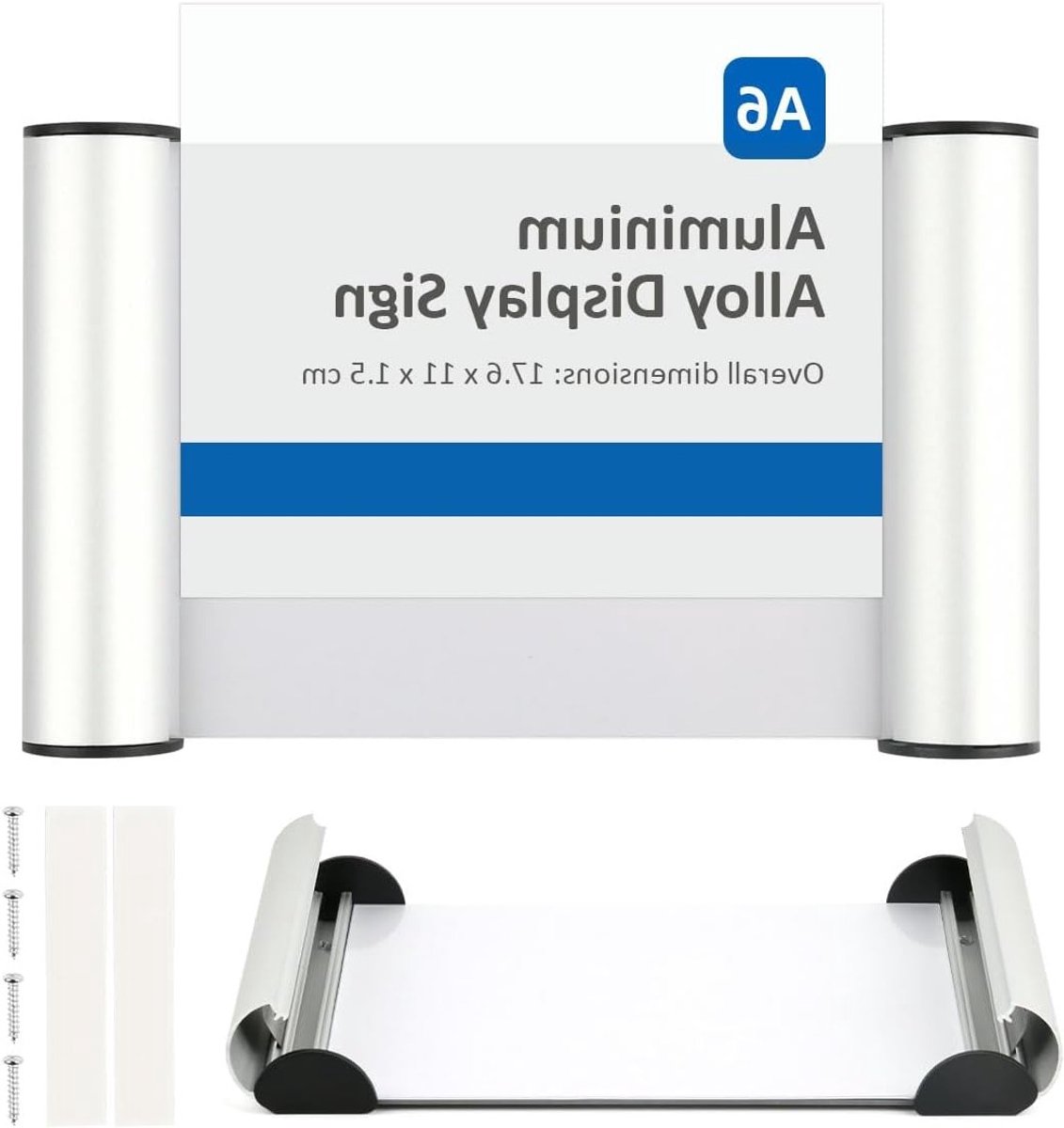 Gepersonaliseerd deurbord A6 van aluminium met transparante afdekking, naambordje voor kantoor, informatiebord voor deur, eenvoudig te bevestigen (148 mm x 105 mm)