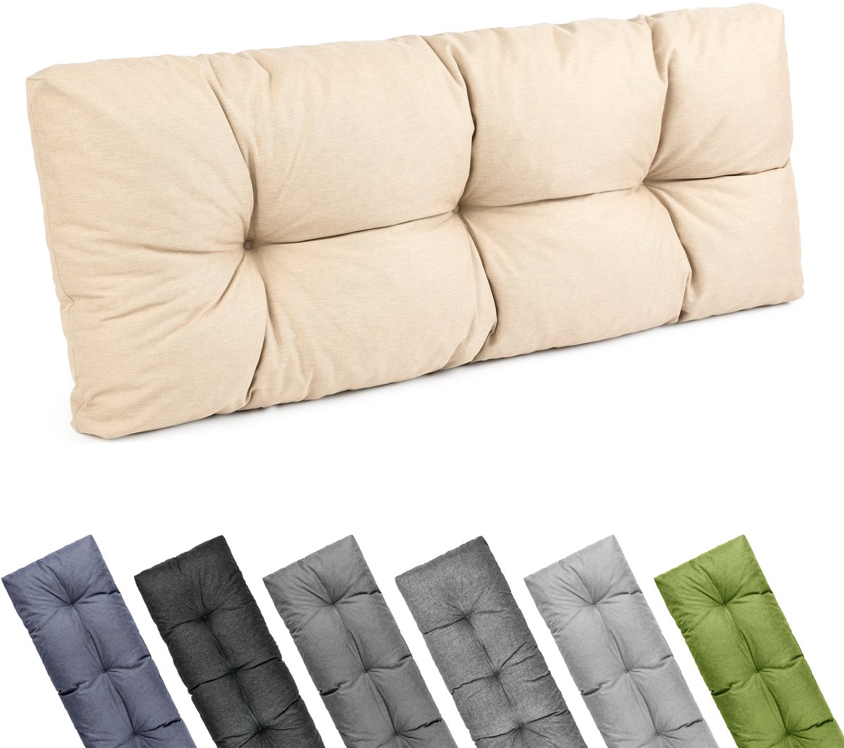 Garronda Rugkussen 120x45 cm 12 cm Waterafstotend UV- en Waterbestendig voor Palletbank GD-0252 Cappuccino