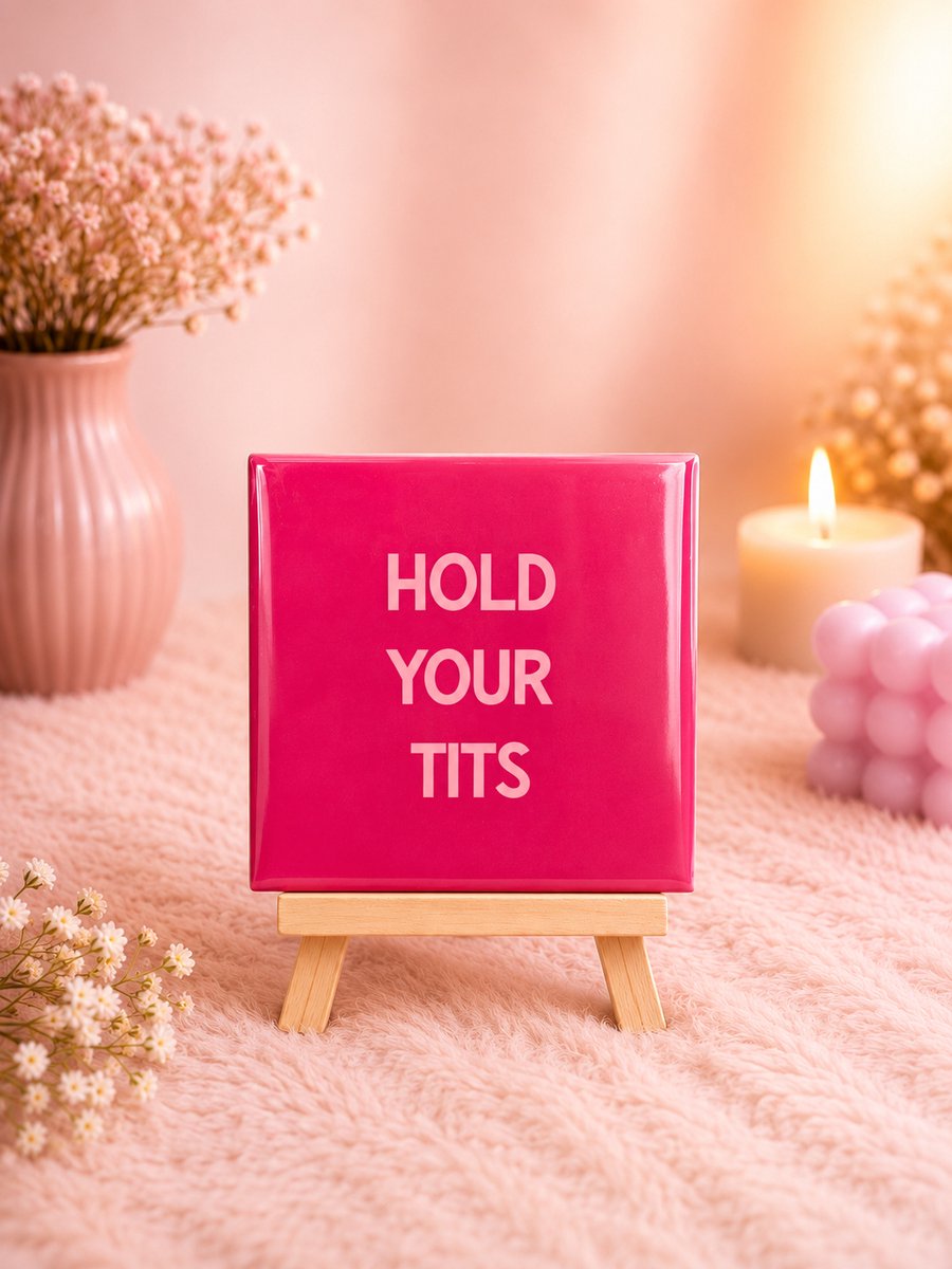 Tegeltje "Hold Your Tits" | Viva Femme | Tegeltjes met tekst | Decoratie | Wonen | Cadeau | Spreuktegel | Humor