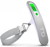 TTD® Kofferweegschaal met Verlicht Scherm - Weegcapaciteit 50 kg - Bagageweegschaal - Bagageweger - Hangweegschaal - Digital Luggage Scale - Kofferweger - Reizen met Vliegtuig - kg/g/lbs/oz - Inclusief Batterijen - Wit