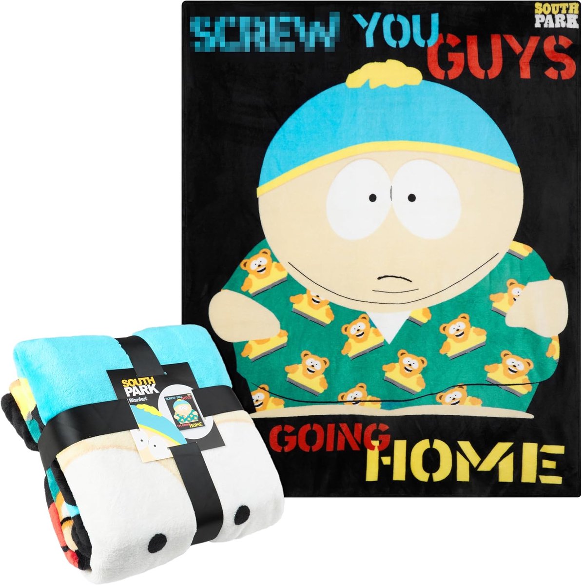 SnelShoppen - Fleece Beddeken 130x150cm Zacht Sofa Deken met Cartman en Vrienden - Perfect voor Jongens, Mannen en Fans van Zuid Park - Multikleur voo