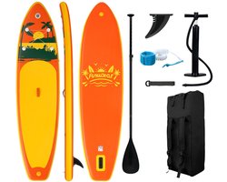 FunWater Stand Up Paddle Board 335x84x15 cm - Opblaasbaar paddleboard voor volwassenen en beginners - Compleet SUP pakket - Max.120 KG - Oranje-geel