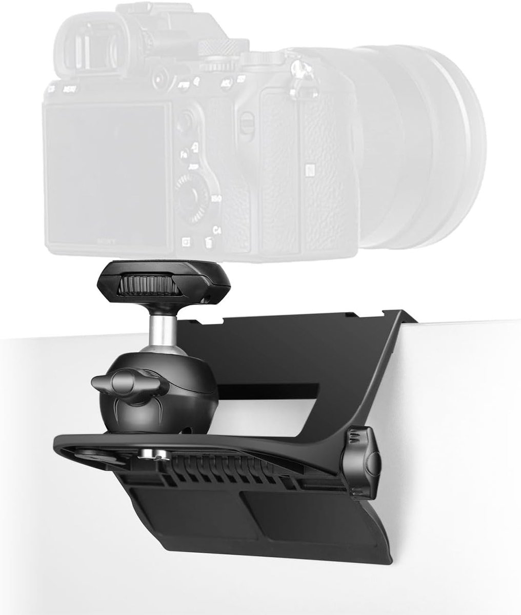 SnelShoppen - Monitor Top Camera Mount Clamp - Webcam Stand met 1/4" Schroefdraad voor Live Stream, Video Meeting, YouTube, TikTok - Verstelbare Beves