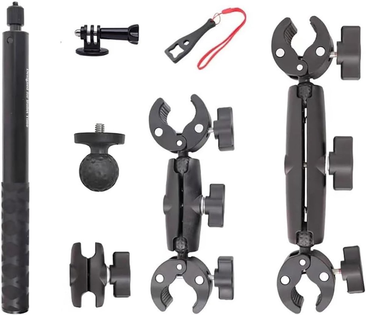 SnelShoppen - Camera Houder Accessoires voor 360 Graden Rotatie, Dual Clamp, Stabiliteit, Motor Mount, Multi-Device Compatibel voor Insta360 x4, X3, X