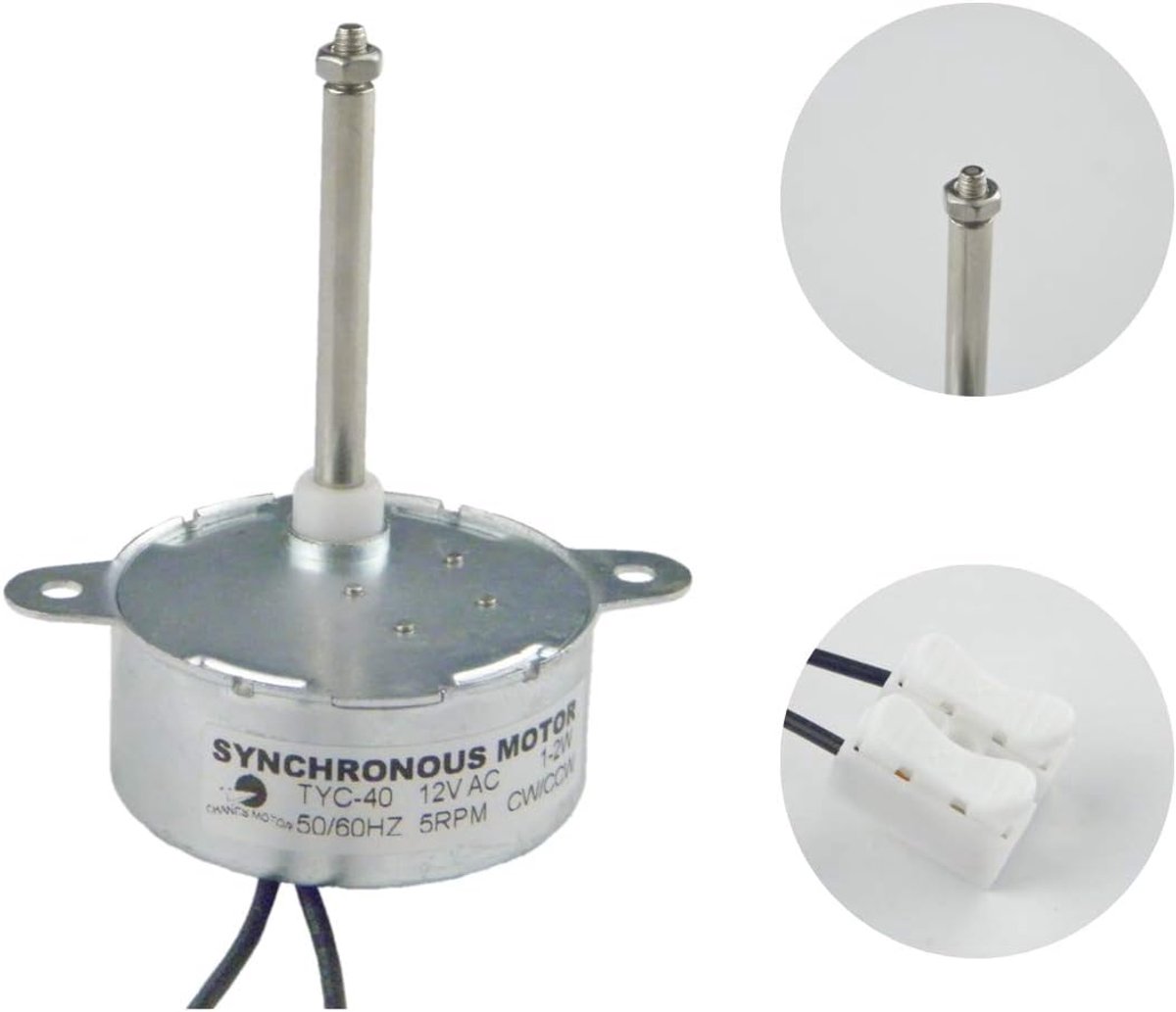 SnelShoppen - Micro motor 12V 5RPM CW/CCW met Gear, Compacte Synchronous Motor voor Tuin, Keuken, Hobby, Laag Geluid, Lichtgewicht, 46mm Aslengte