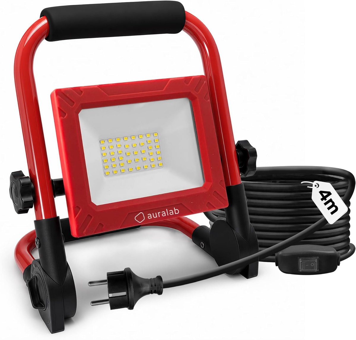 SnelShoppen - LED Bouwlamp 50W Opvouwbare Werklamp 5000LM met Stekker en 4m Kabel, IP65 Waterdichte Bouwplaatslamp 6500K voor Werkplaats, Garage en Bu