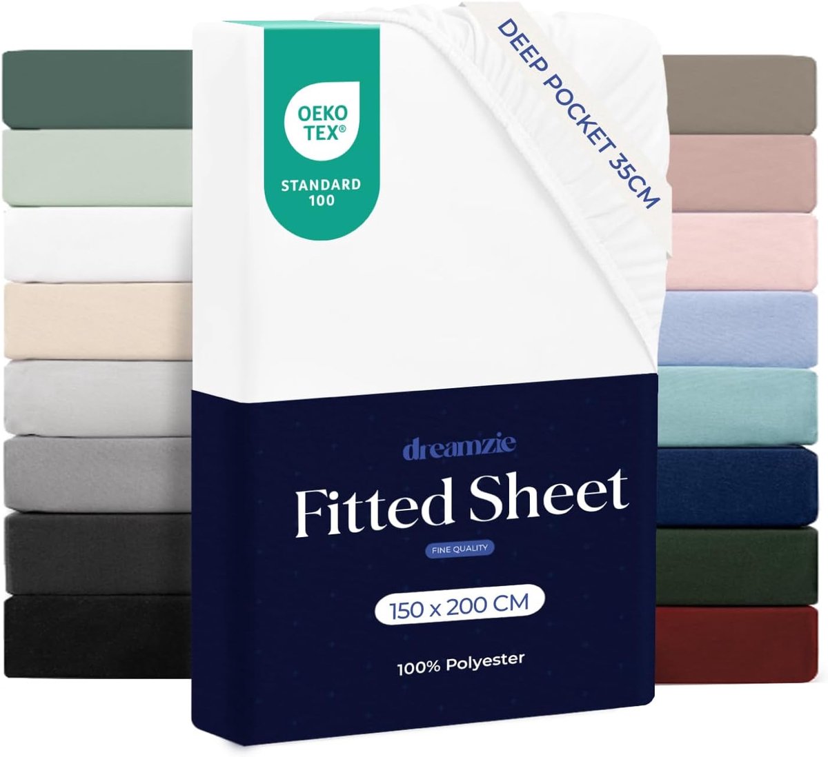 SnelShoppen - Fitted Sheet 150 x 200 cm - Soft Microfiber - Hoekhoogte 35 cm - Voor Dikke Matrassen - Oeko-Tex Gecertificeerd - Wit - Ideaal voor Dage