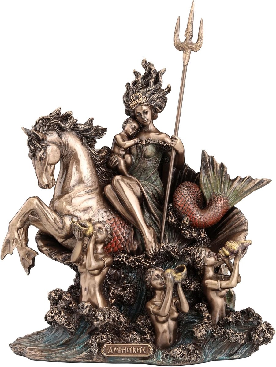 Veronese Design - Amphitrite de Godin van de Zee - zeer gedetailleerd en mooi - (hxbxd) ca. 24,5cm x 19,05cm x12,5cm