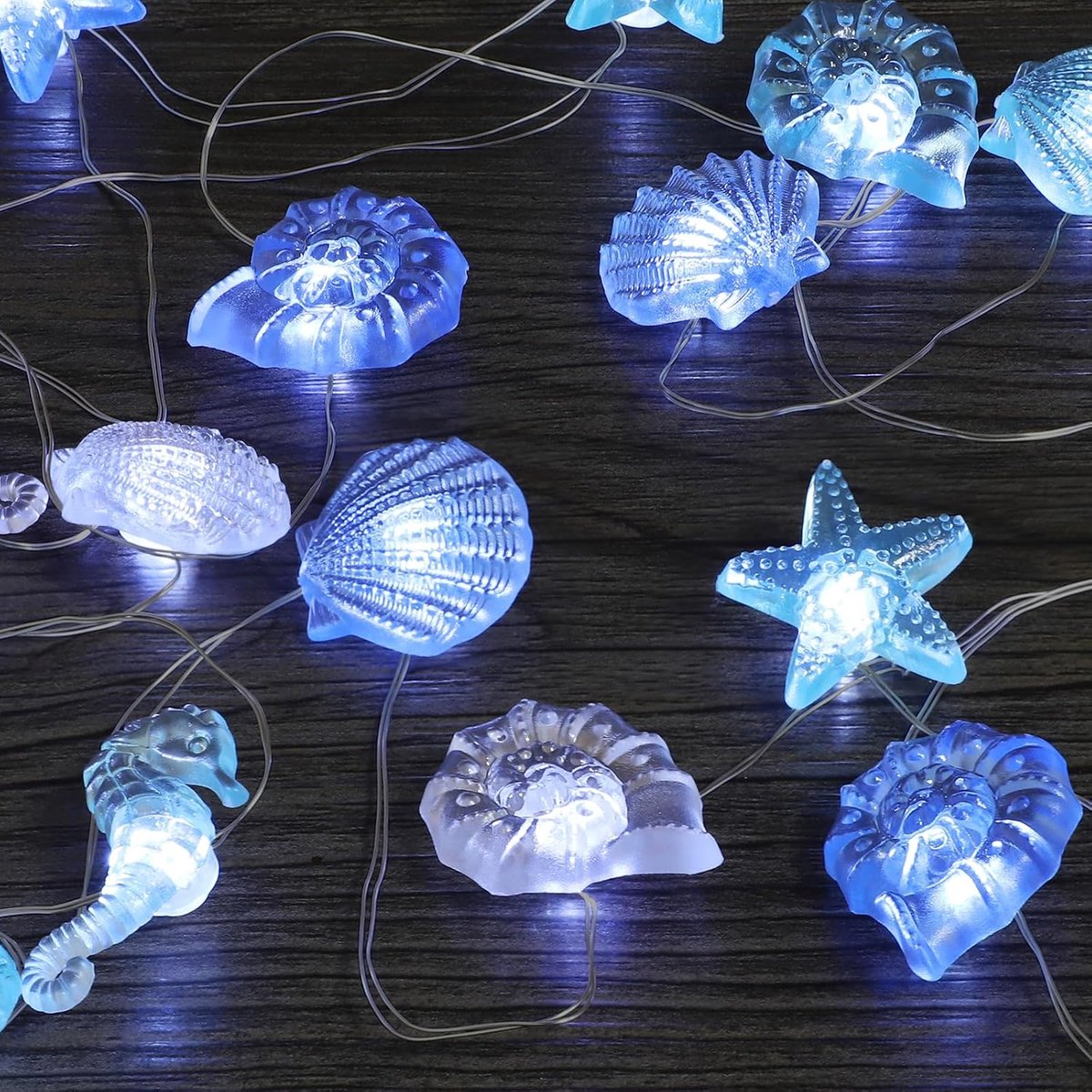 SnelShoppen - Batterij Aangedreven Sfeerverlichting - 2m - 20 LED's - Zee Dieren & Schelpen - Fairy Lights voor Kinderkamer, Feest, Kerst, Bruiloft, B
