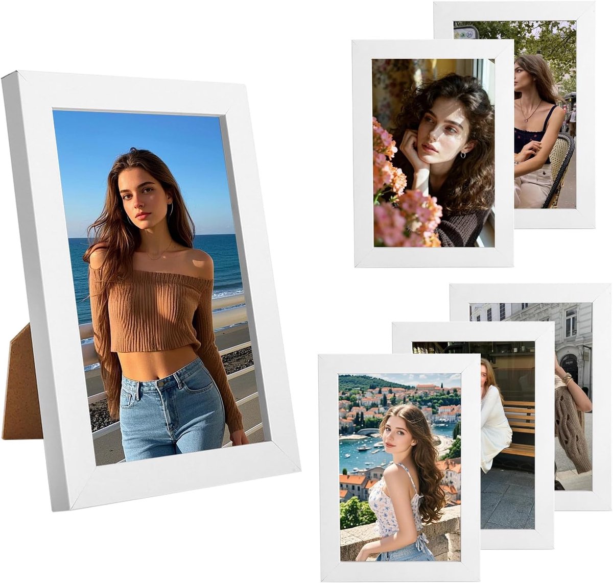 SnelShoppen - Vrijstaande Houten Fotolijst 10 x 15 cm - Wand- of Tafelstandaard - Perfect voor Portret- en Landschapsformaat - Voor Thuis, Kantoor & S