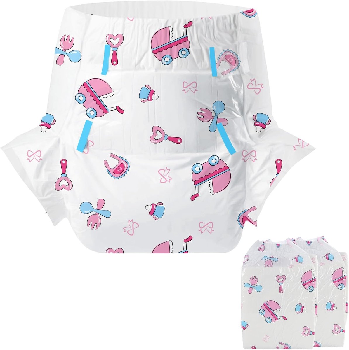 SnelShoppen - Incontinentie luiers voor volwassenen - 2 Stuks - Wegwerp Absorberende Broekjes met Tabs voor Mannen en Vrouwen - Maximum Absorptie 'Bab