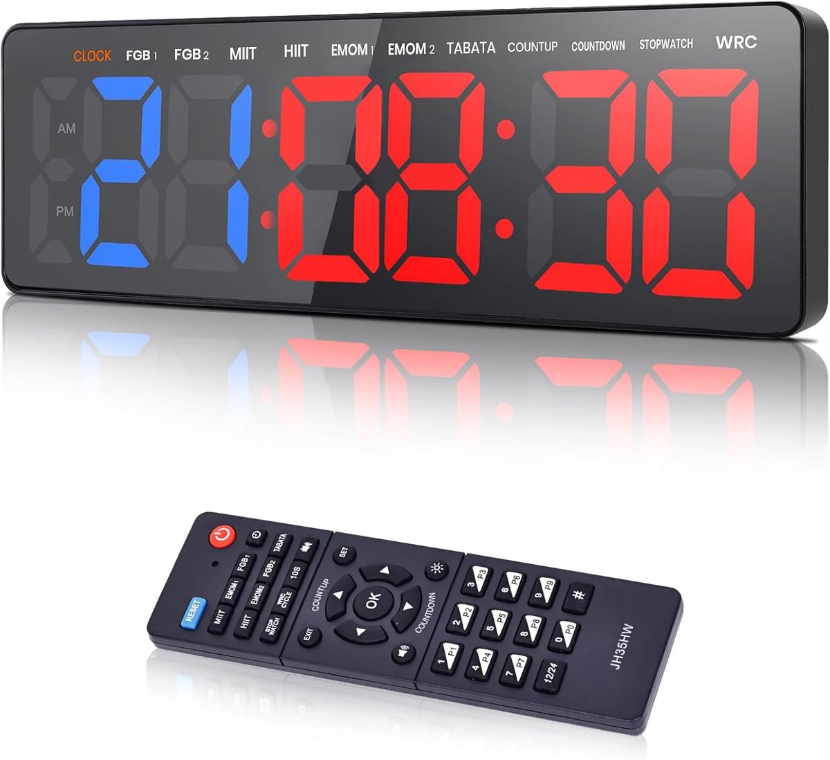 SnelShoppen - Fitness Timer LED Wall Clock 16.5 inch - Digitale Stopwatch met Countdown en Interval Timer voor Thuis, Garage, Sport en Buitenactivitei